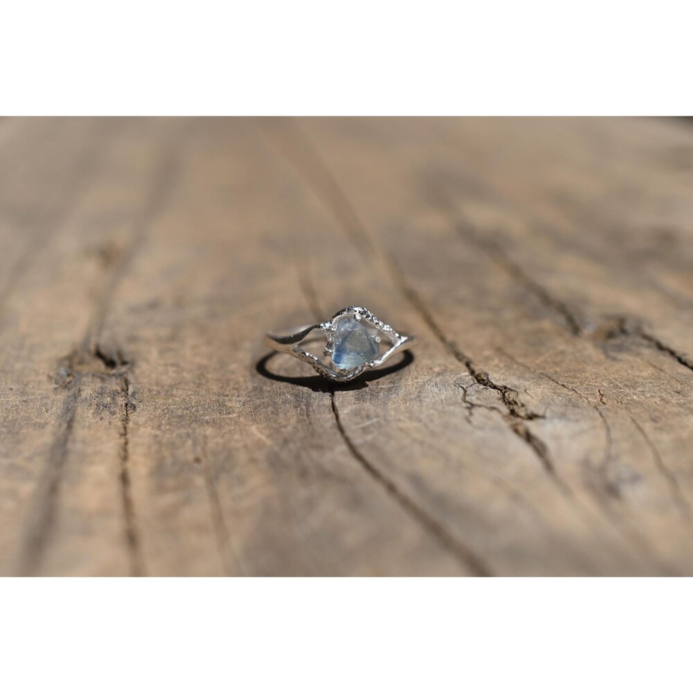 Blue Montana Sapphire Ring: Handmade Sterling Silver Solitaire